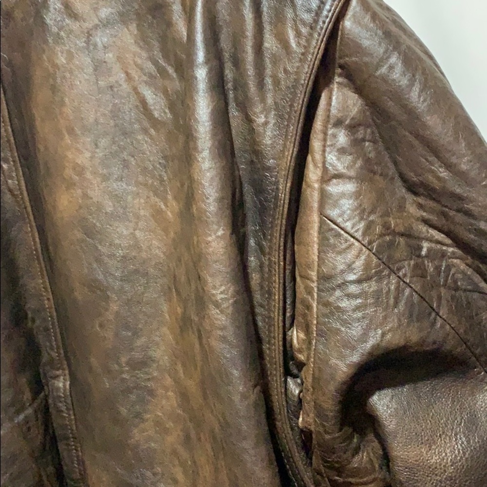 CONTEXT XLT DISTRESSED LEATHER BOMBER JACKET - Picture 8 of 11